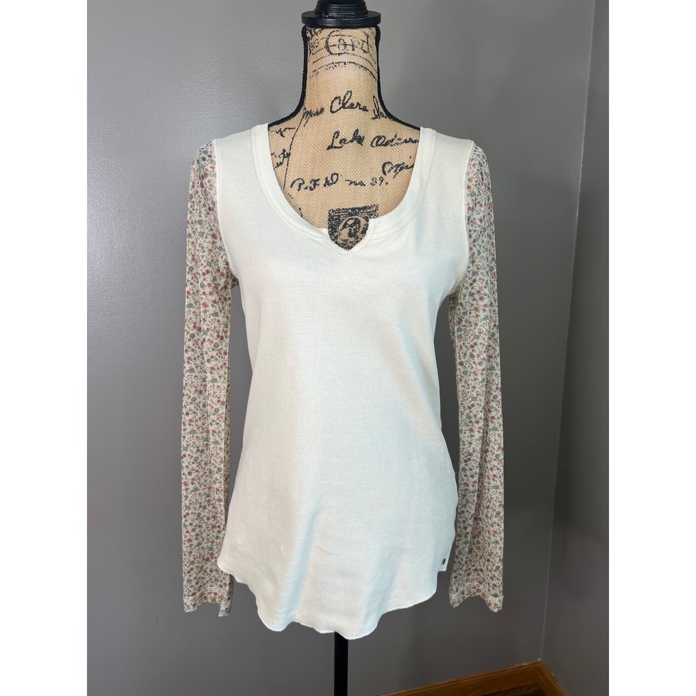 Denim & Supply Ralph Lauren Floral waffle Knit Thermal top Y2K western cottage